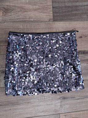 Forever 21 Iridescent Gunmetal Sequin Mini Skirt
